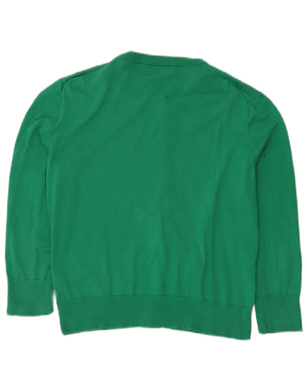 Suéter cardigã feminino J. Crew Reino Unido 14 grande algodão verde