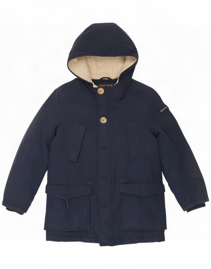 Jachetă căptușită cu glugă pentru băieți Woolrich 7-8 ani bleumarin