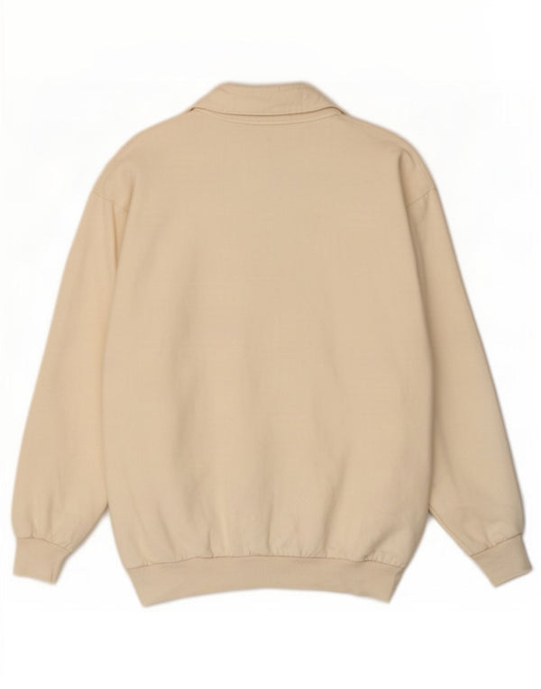 Vintage Herre grafisk Loose Fit Sweatshirt Jumper Small Off White Bomuld