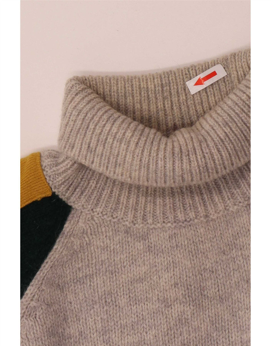 Sisley Mens Graphic Roll Neck Jumper Sweater XL Grey Colourblock Wool