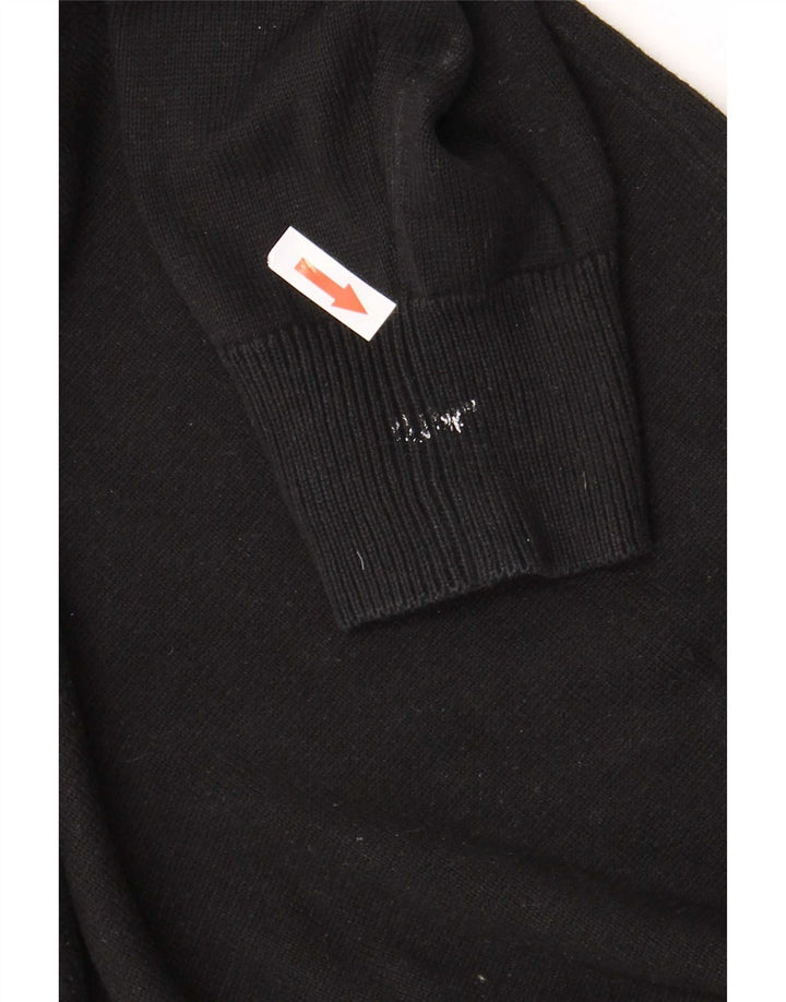 Lyle & Scott Mens Zip Neck Jumper Sweater Large Black Cotton