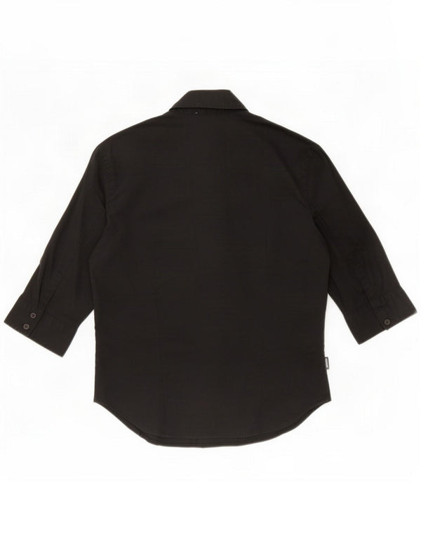 Moschino Damen Kurzarmhemd UK 12 Mittelschwarze Baumwolle