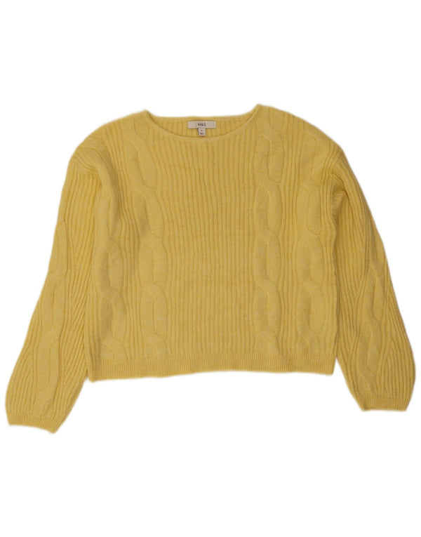 Marks & Spencer Dame Crop Boat Neck Jumper Sweater UK 14 Medium Yellow