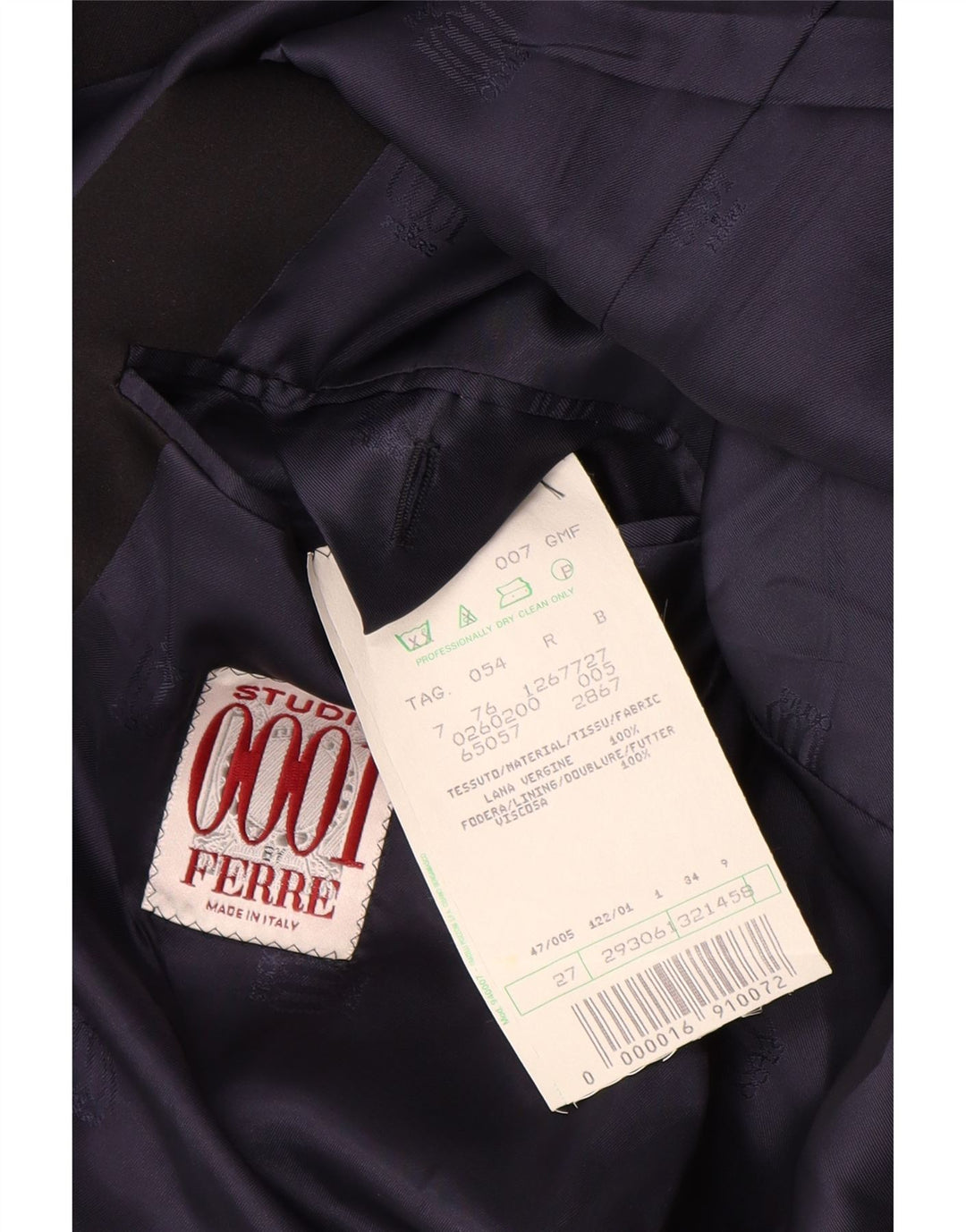 Ferre Herren 1-Knopf-Blazerjacke IT 54 2XL Marineblaue Schurwolle