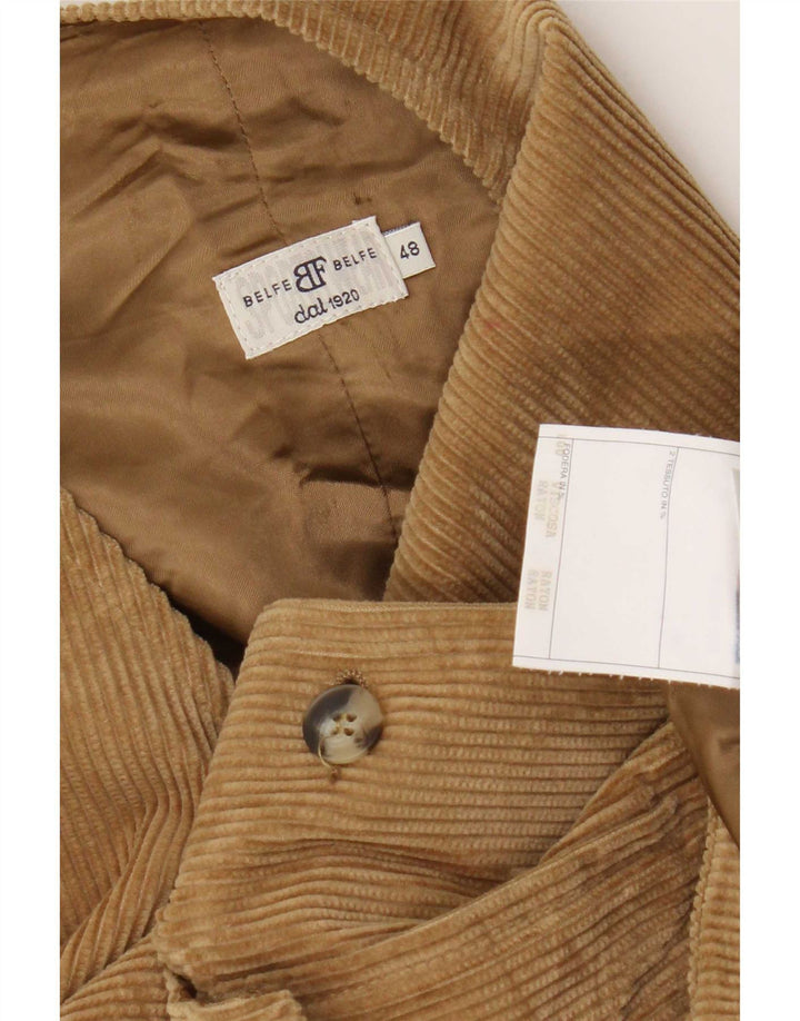 Belfe Womens Corduroy Gilet IT 48 XL Brown Rayon
