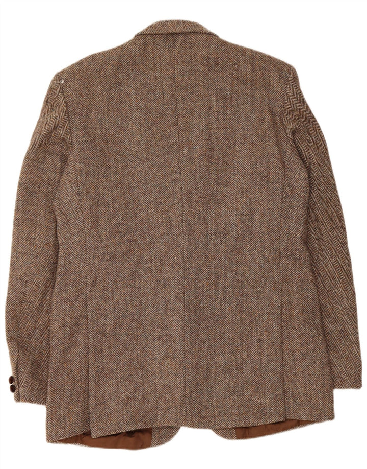 Harris Tweed Veste blazer à 2 boutons pour homme UK 42 XL en laine à chevrons marron