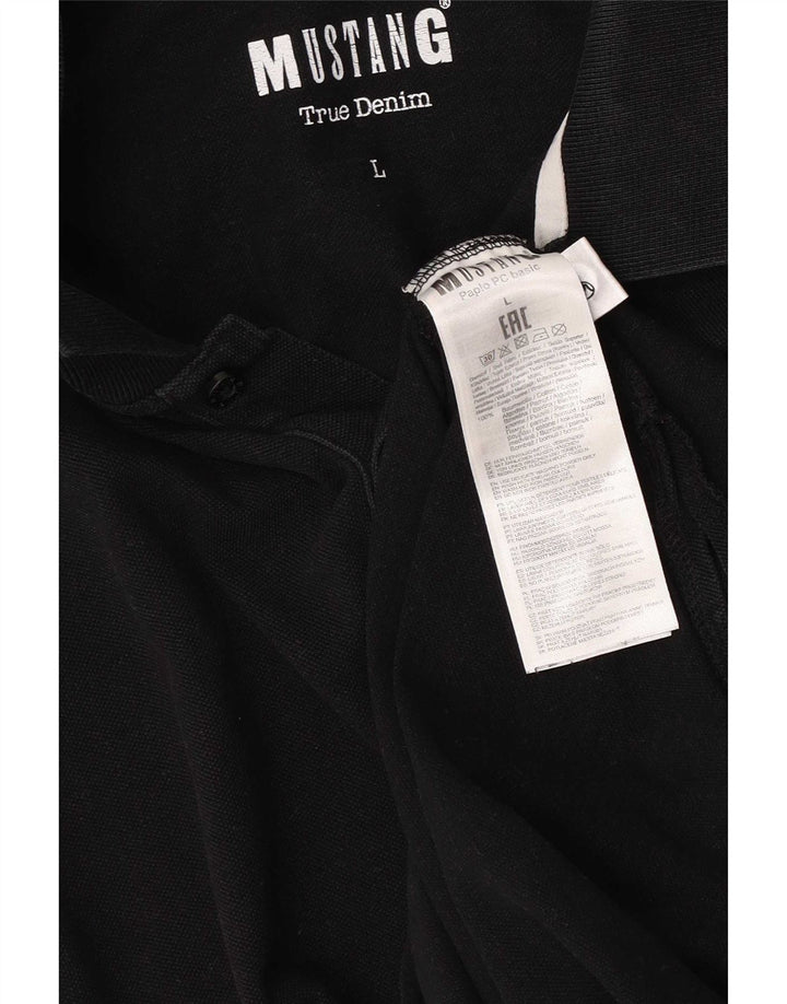 Mustang Mens Polo Shirt Large Black Cotton