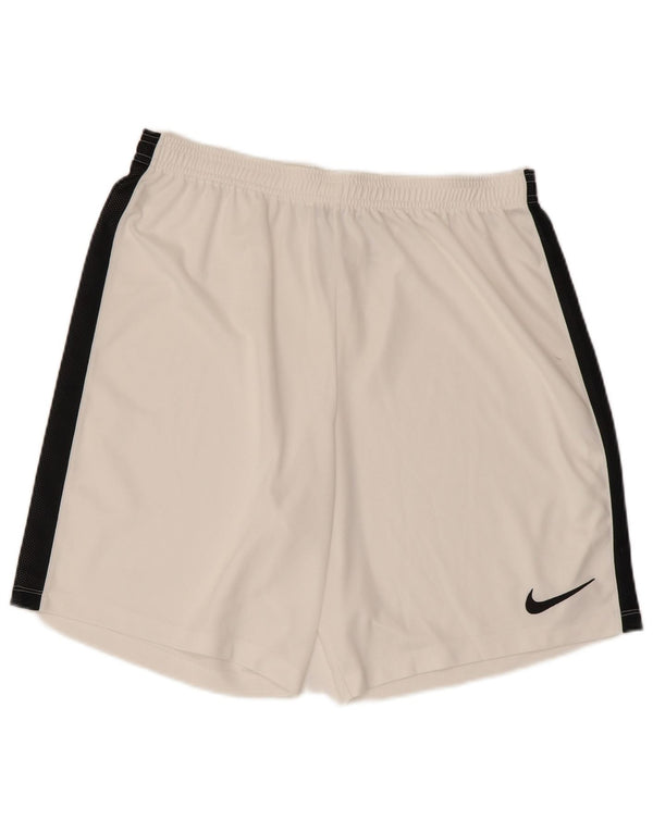 Nike Dri Fit sportsshorts til kvinder XL W34 L8 Hvid Colourblock Polyester