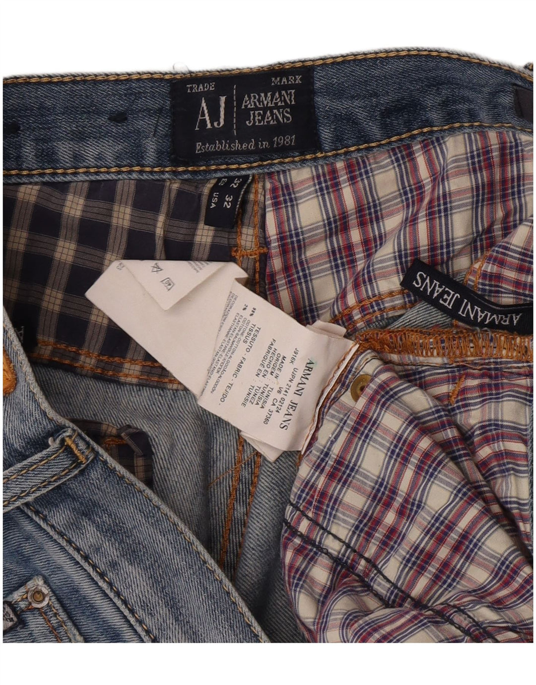 Armani Herren Straight Jeans W32 L28 Blaue Baumwolle