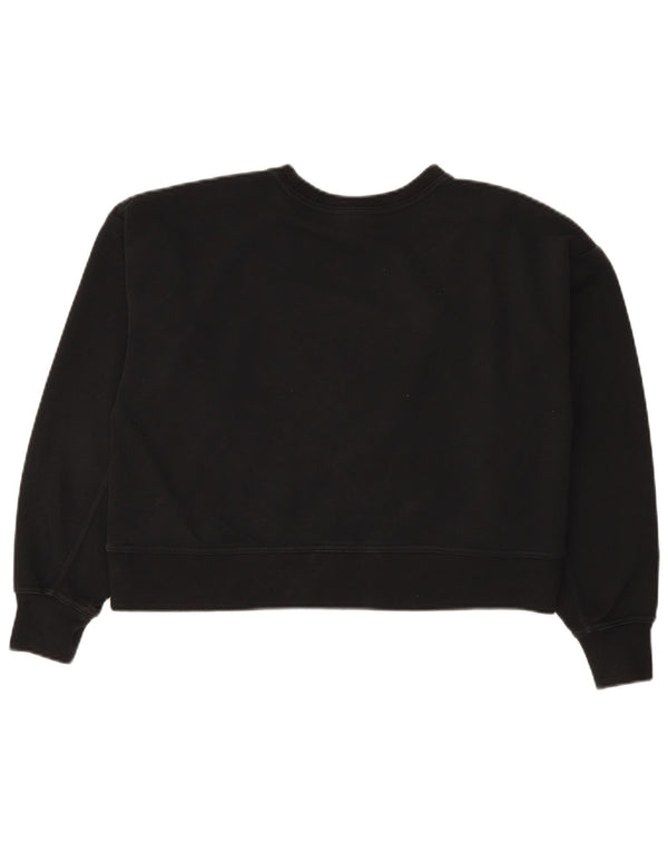 Nike Womens Oversized Crop Graphic Sweatshirt Pullover UK 6 XS Schwarz Baumwolle