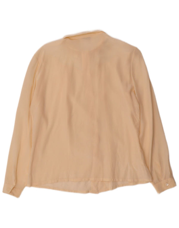 Vintage Damen Hemdbluse UK 16 Große beige geblümte Seide