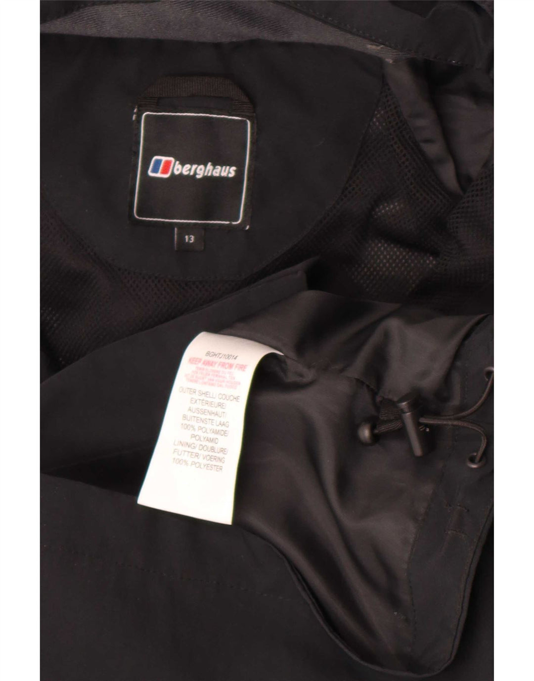 Berghaus Boys Hooded Rain Jacket 12-13 Years Black Polyamide