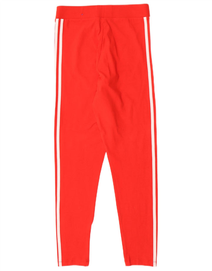 Adidas Womens Leggings UK 14 Medium Red Cotton