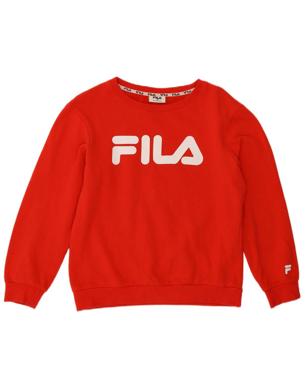 Fila Womens Graphic Relaxed Fit Sweatshirt Pullover UK 10 Small Rote Baumwolle