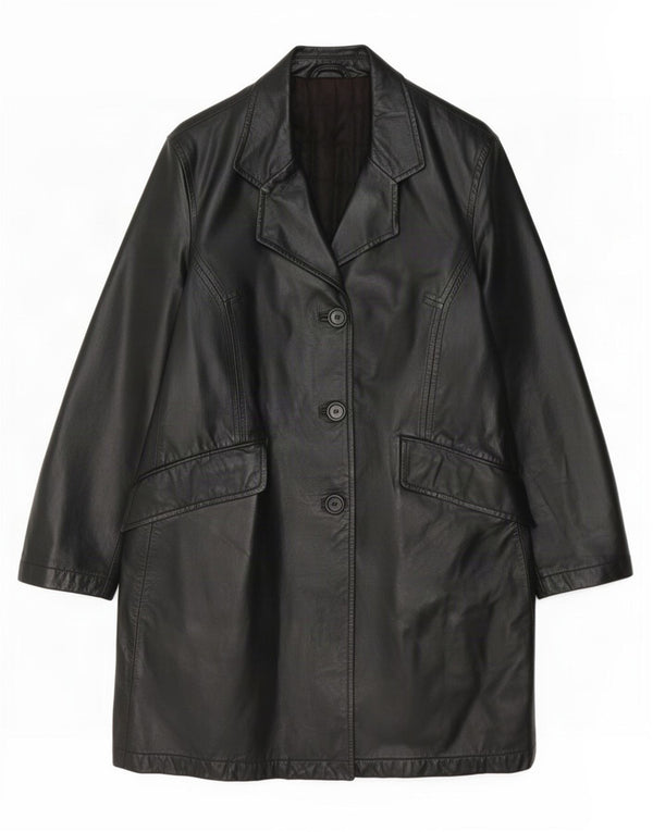 Abrigo de cuero vintage para mujer IT 42 Medio Negro