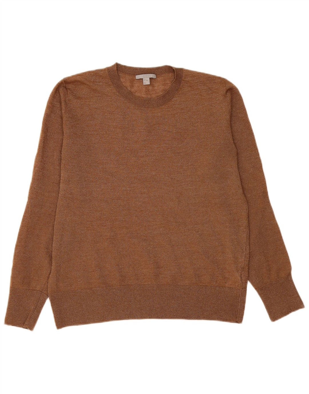 Cos Womens Crew Neck Jumper Sweater UK 14 Medium Brown Flecked Wool