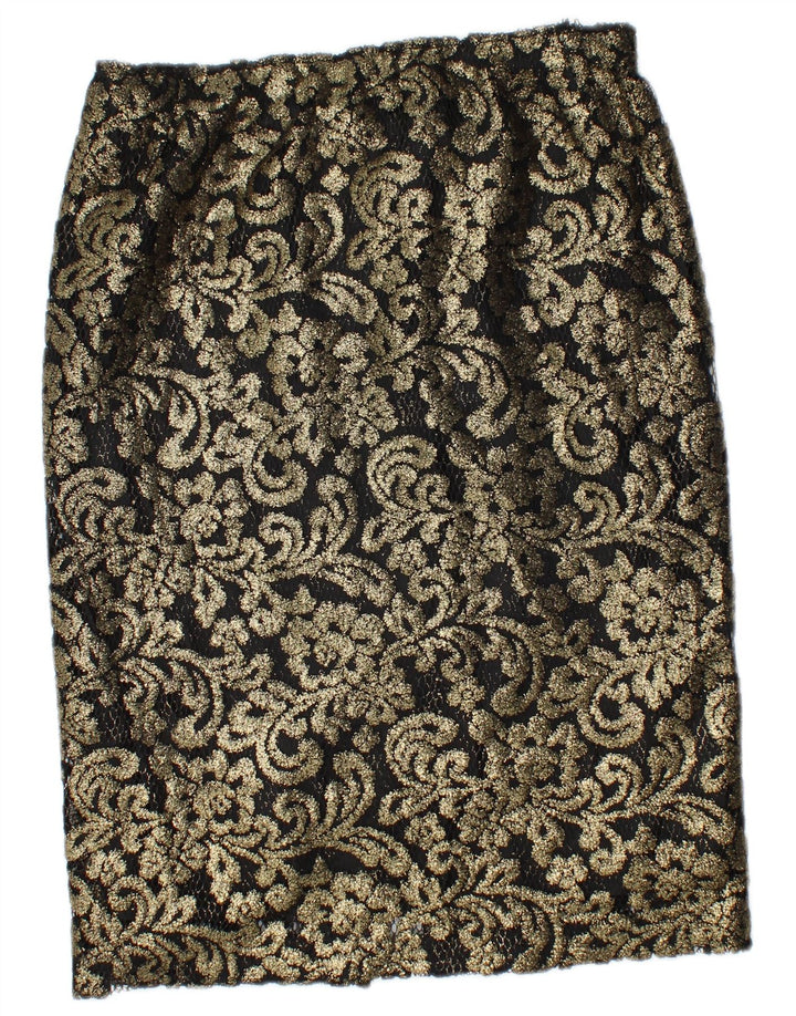 Vintage Womens Pencil Skirt W30 Medium Gold Paisley