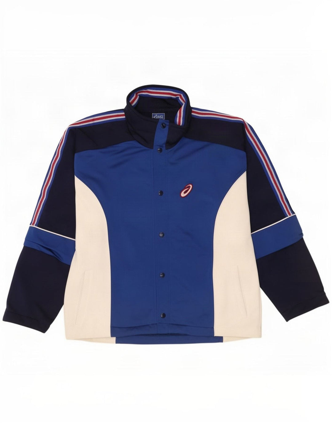 Asics Mens Tracksuit Top Jacket Large Blue Colourblock