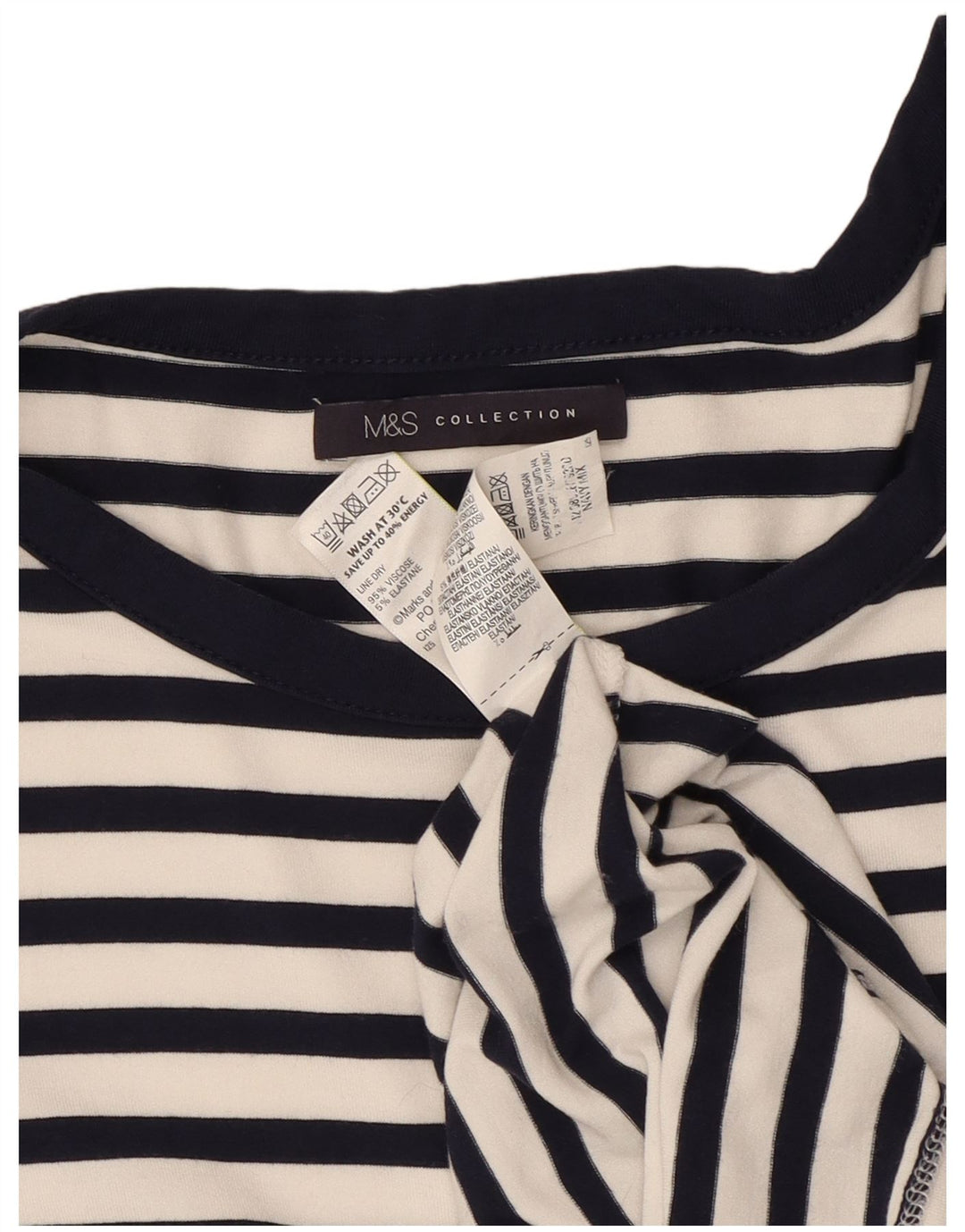 Abito tubino da donna Marks & Spencer UK 12 Viscosa a righe blu navy medio