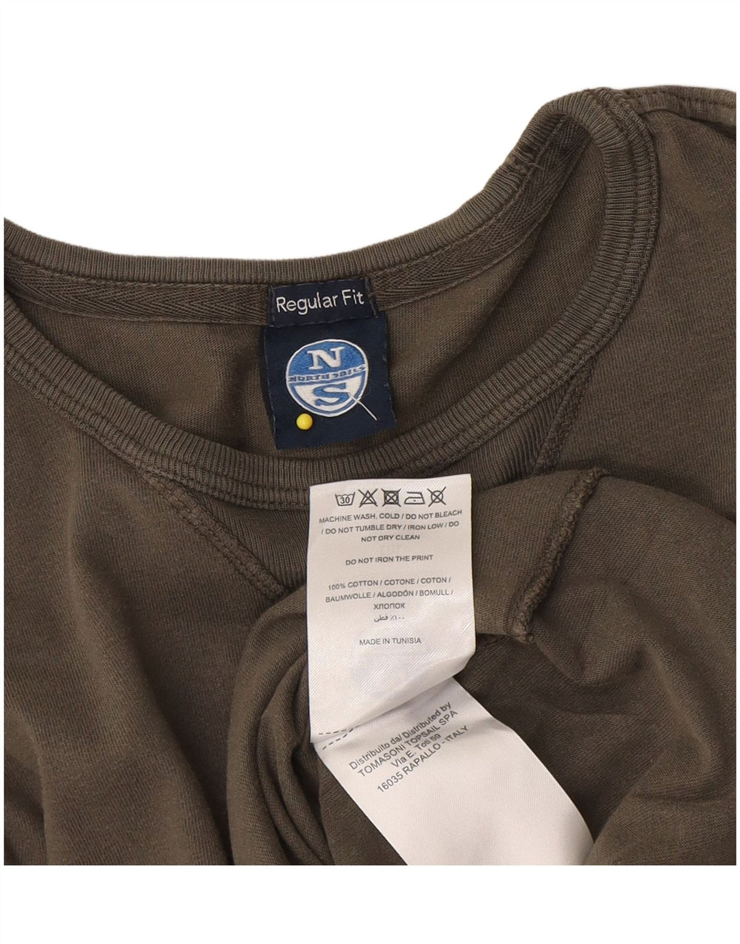 North Sails Mens Regular Fit Graphic Top Long Sleeve Medium Khaki Cotton