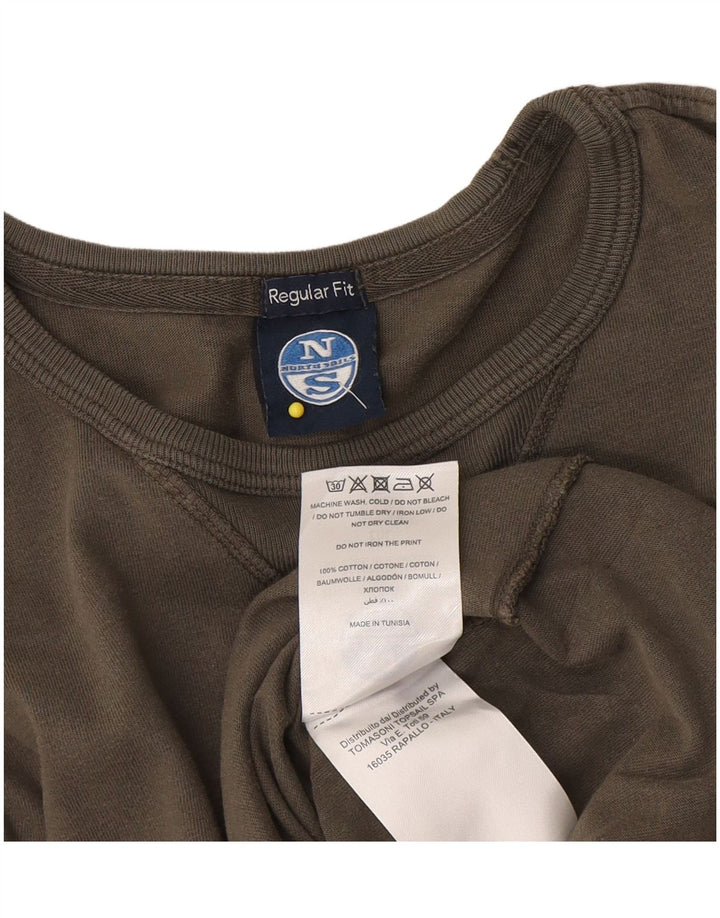 North Sails Mens Regular Fit Graphic Top Long Sleeve Medium Khaki Cotton
