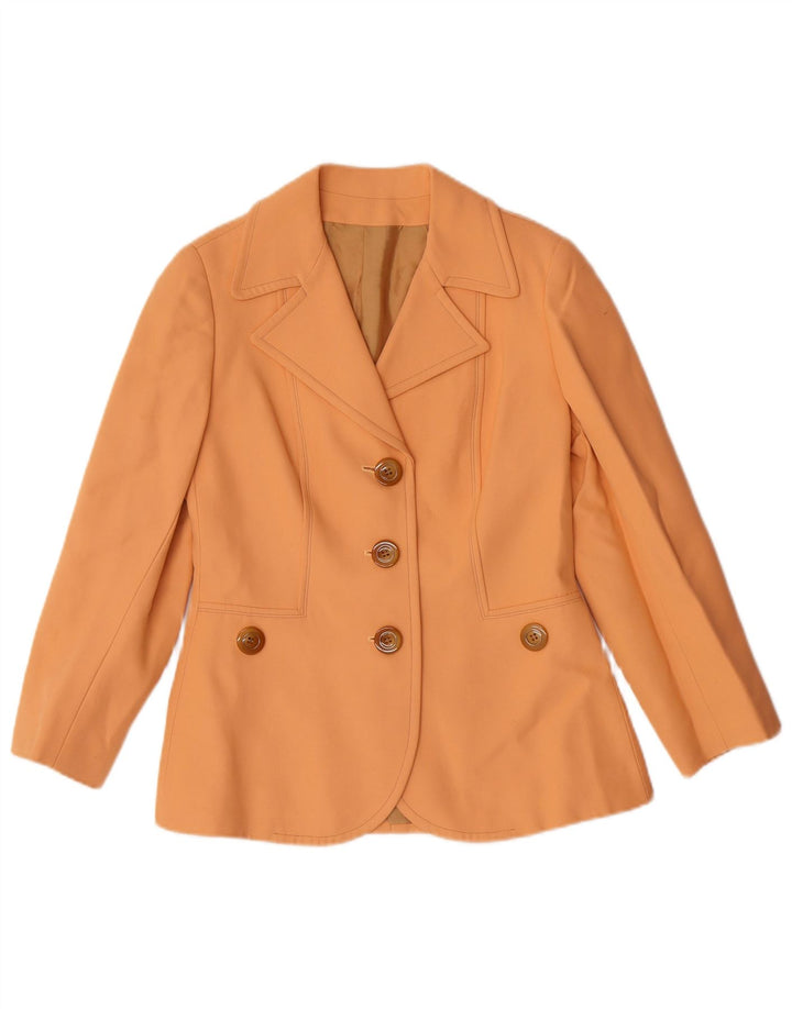 Vintage Womens 3 Button Blazer Jacket IT 42 Medium Orange Viscose