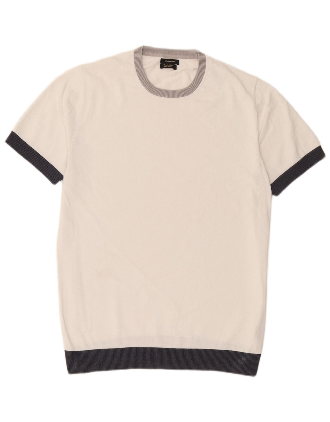 Massimo Dutti Herre Crew Neck trøje Sweater Large White Colourblock