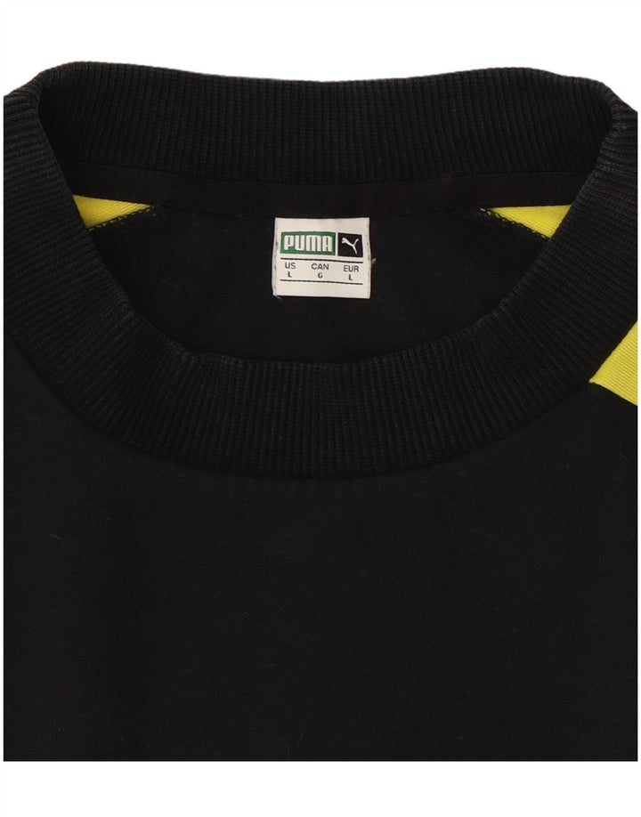 PUMA Womens Oversized Crop Sweatshirt Jumper UK 16 Large Black Colourblock