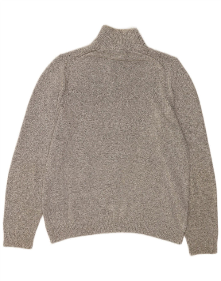 Marks & Spencer Mens Zip Neck Jumper Sweater Large Grey Cotton