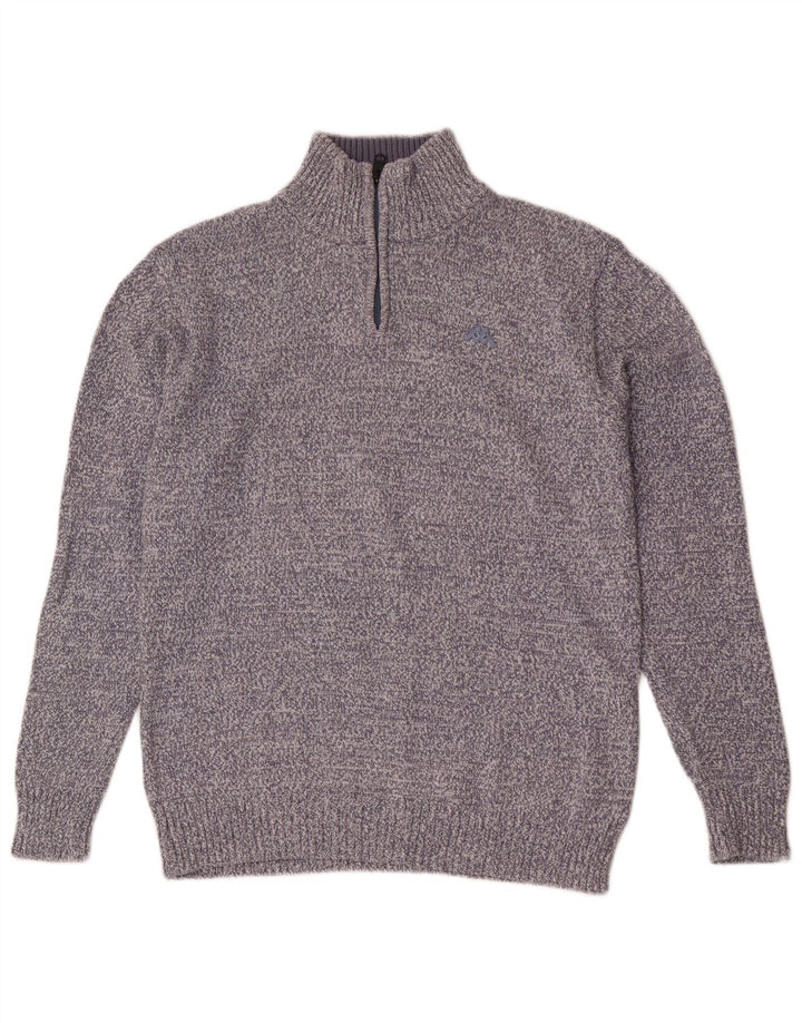 Kappa Mens Zip Neck Jumper Sweater XL Blue Flecked