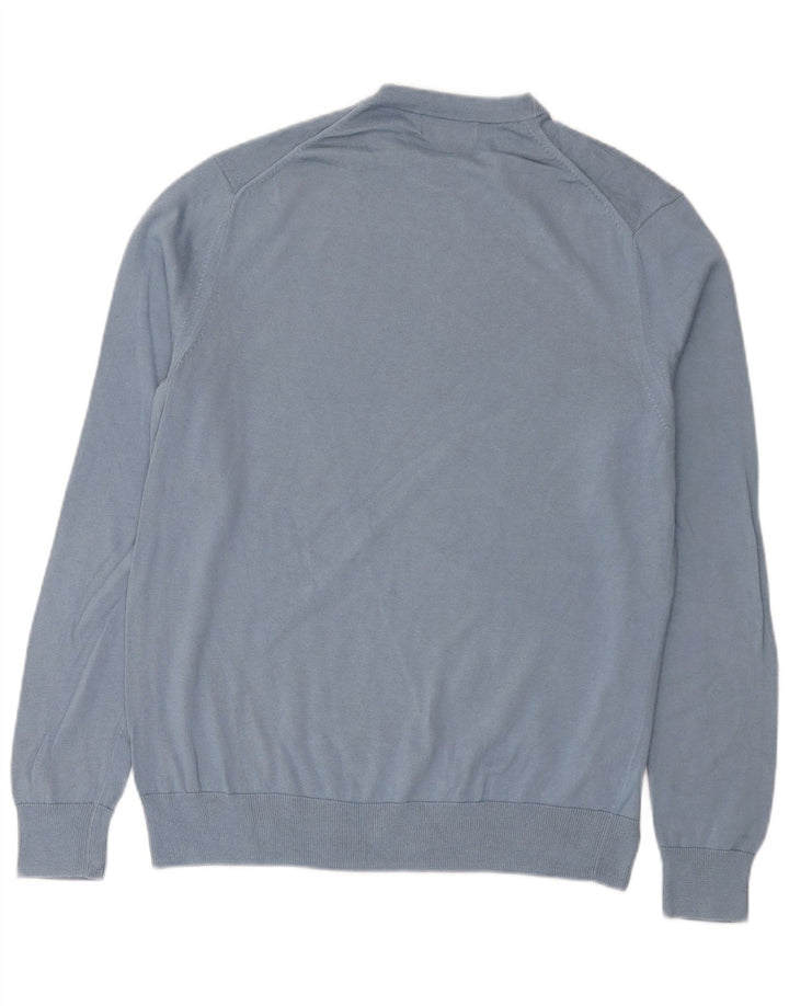 FRED PERRY Mens Crew Neck Jumper Sweater Large Blue Cotton