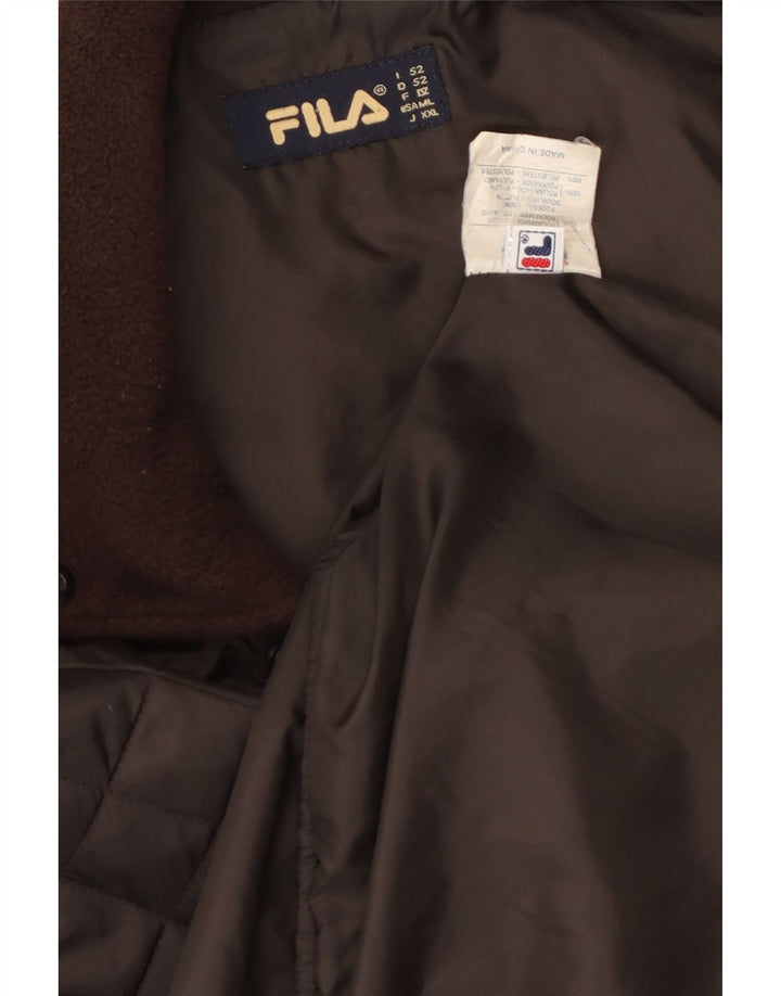 FILA Mens Quilted Jacket IT 52 2XL Brown Polyamide
