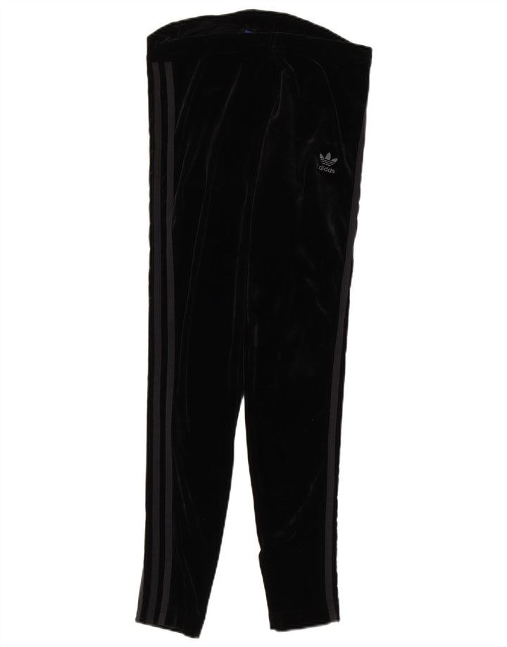 Adidas Womens Velour Leggings UK 12 Medium Black Polyester