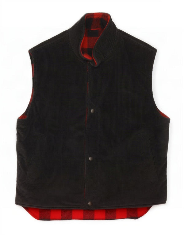 Woolrich Mens Reversible Corduroy Gilet UK 38 Medium Black Wool