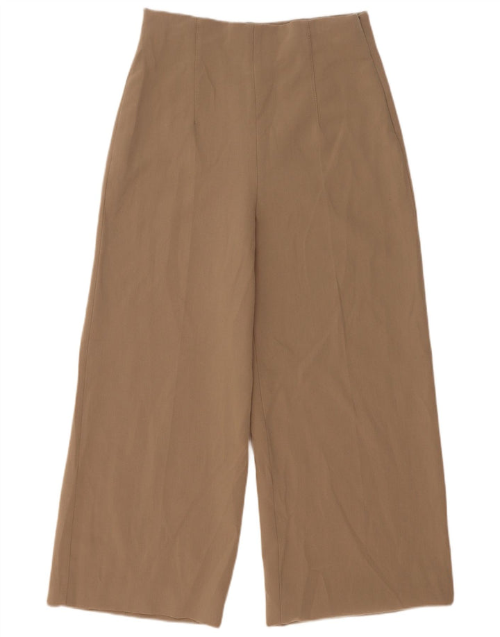 Zara Womens Wide Leg Cropped Trousers Medium W29 L25 Beige