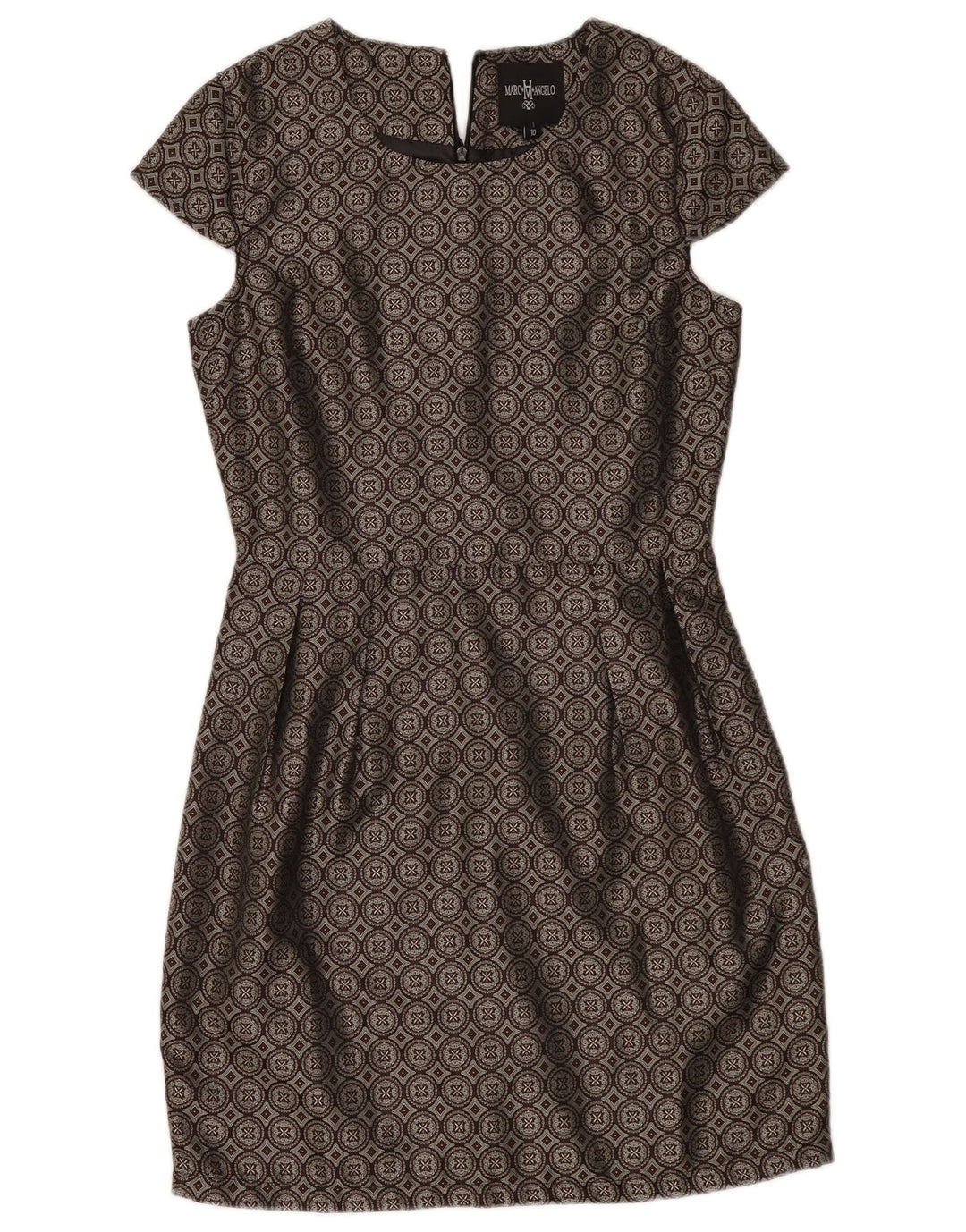 MARC ANGELO Womens Sheath Dress UK 10 Small Brown Ikat Polyester
