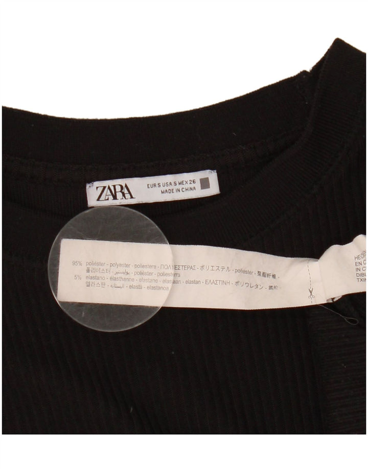 Zara Womens Top Long Sleeve UK 10 Small Black Polyester