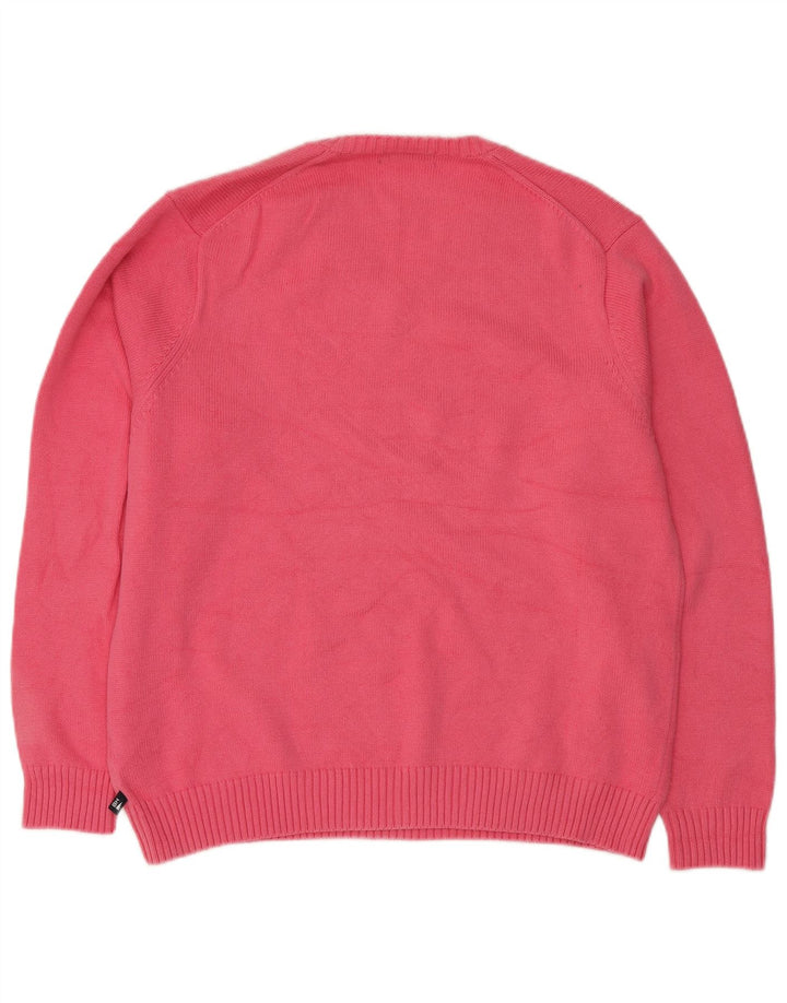 MARKS & SPENCER Mens Blue Harbour V-Neck Jumper Sweater Large Pink Cotton