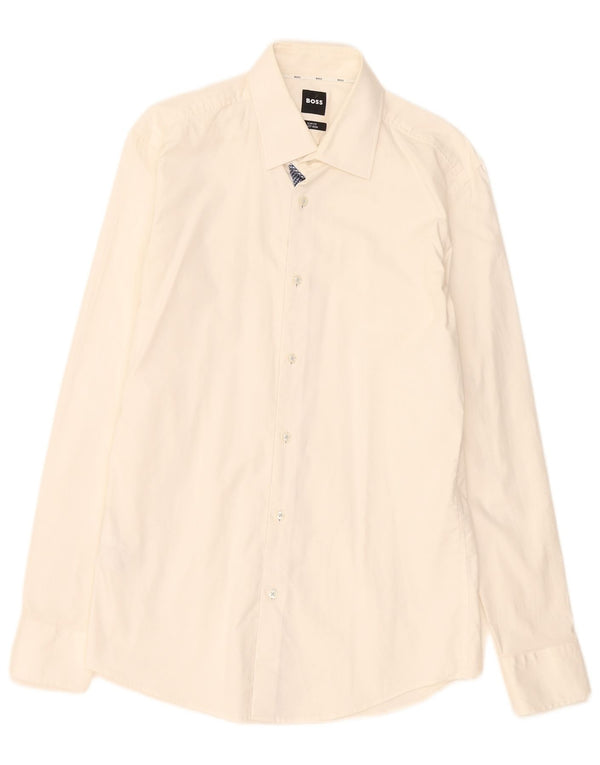 Hugo Boss Mens Slim Fit Shirt Size 40 15 3/4 Medium White Cotton