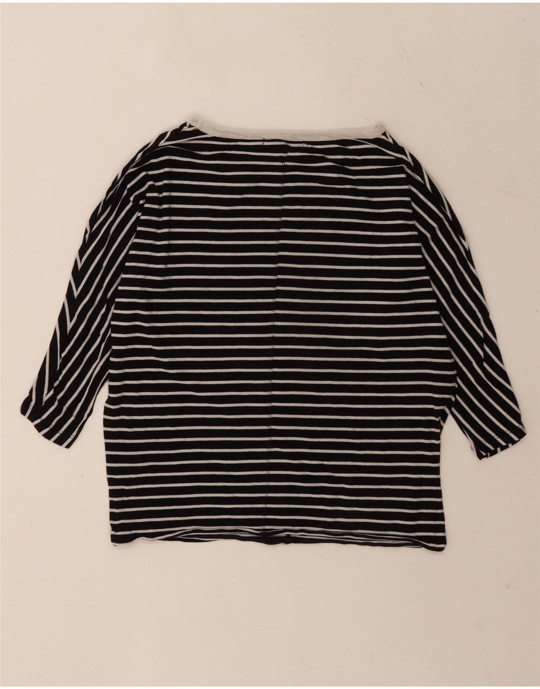 Ralph Lauren Womens Oversized Top 3/4 Sleeve UK 10 Small Black Striped