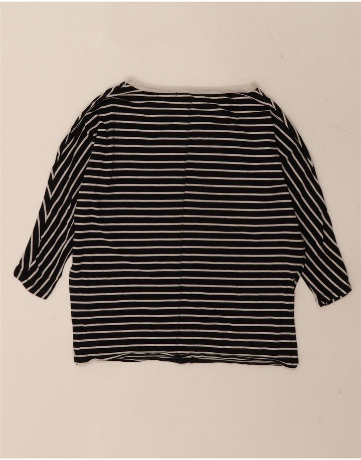 Ralph Lauren Womens Oversized Top 3/4 Sleeve UK 10 Small Black Striped
