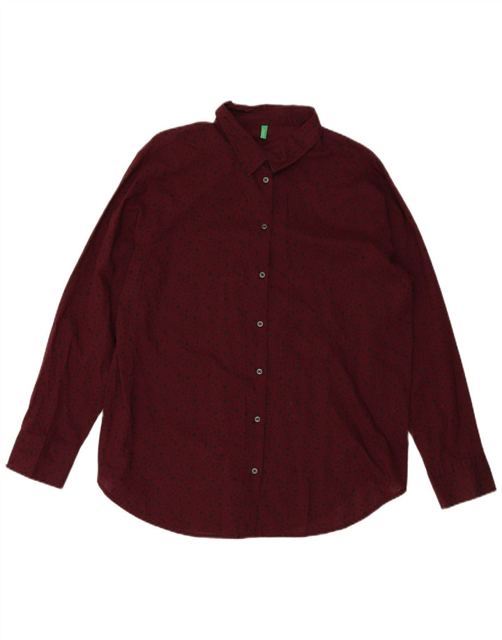 BENETTON Womens Abstract Pattern Shirt UK 18 XL Burgundy