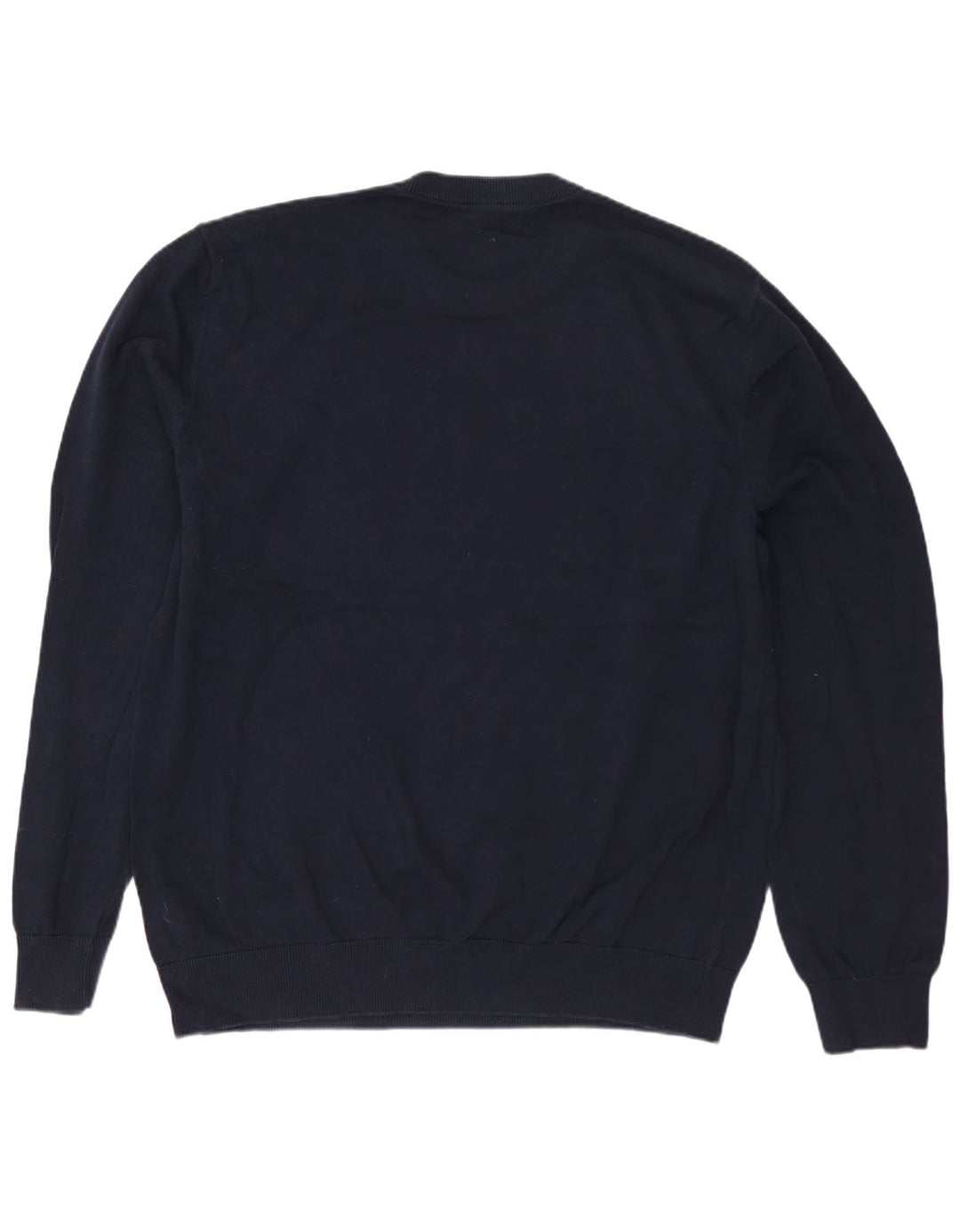 MARKS & SPENCER Mens Graphic Crew Neck Jumper Sweater Large Navy Blue