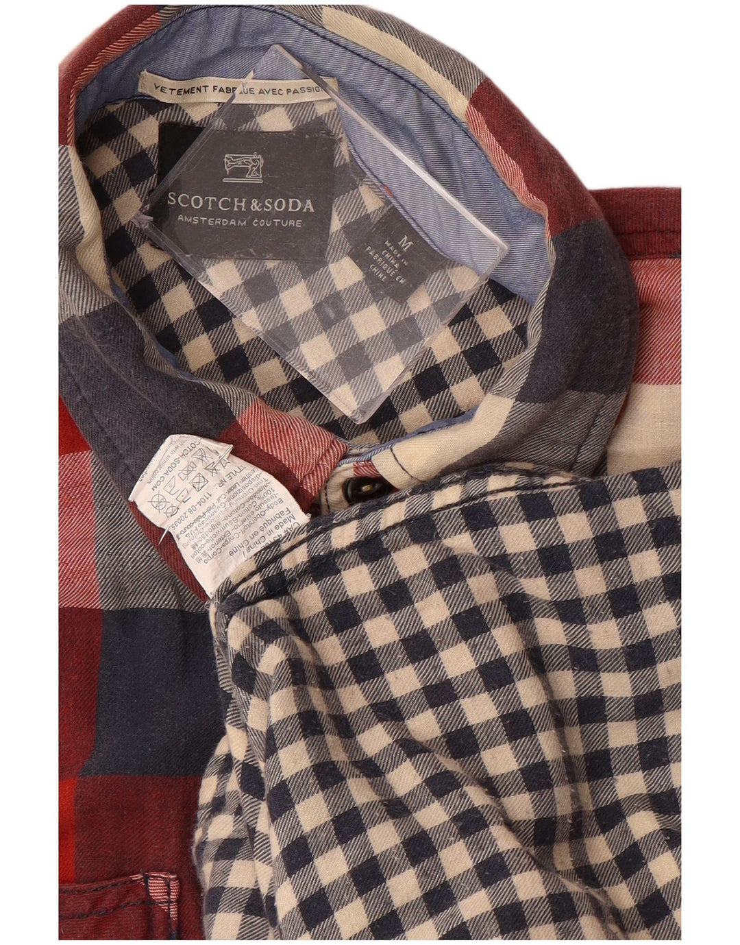 SCOTCH & SODA Mens Flannel Shirt Medium Red Check Cotton