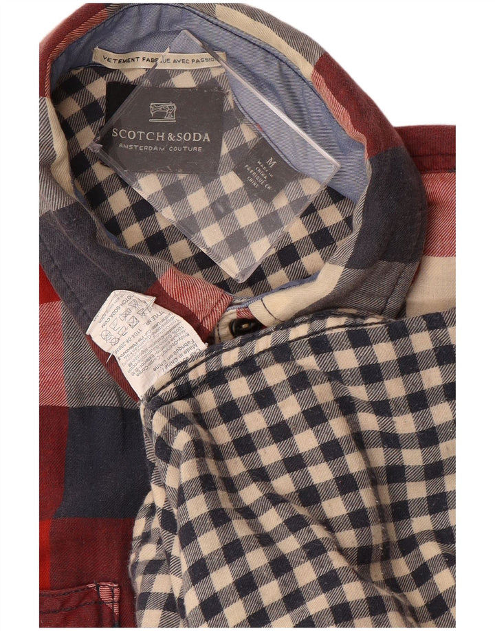SCOTCH & SODA Mens Flannel Shirt Medium Red Check Cotton