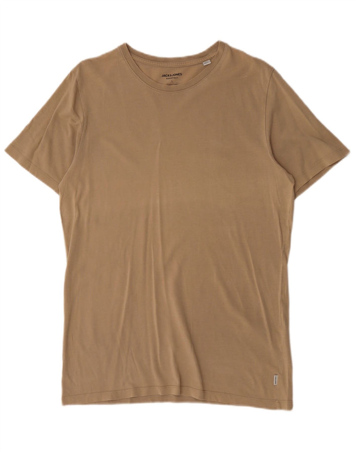 Jack & Jones Mens T-Shirt Top Large Beige Cotton