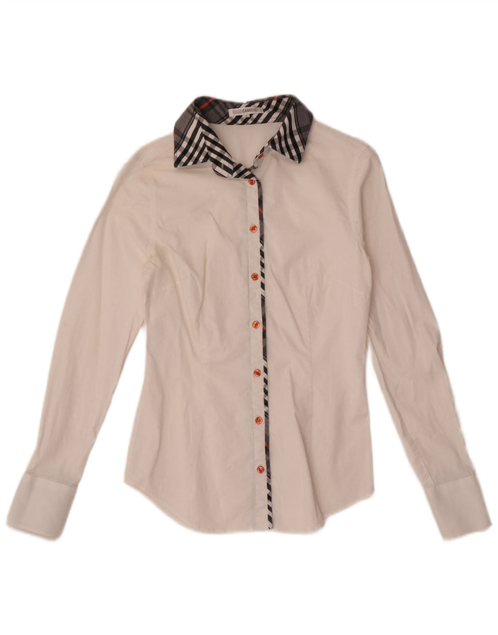 Naracamicie Womens Shirt US 0 XS White Check Cotton
