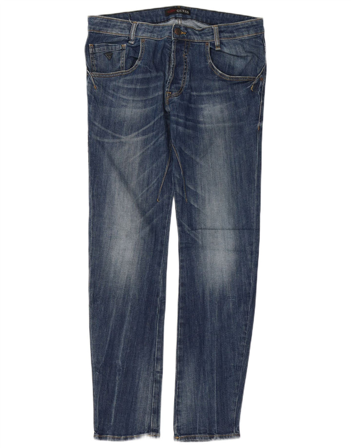 Мужские узкие джинсы Guess W32 L32 синие, хлопок