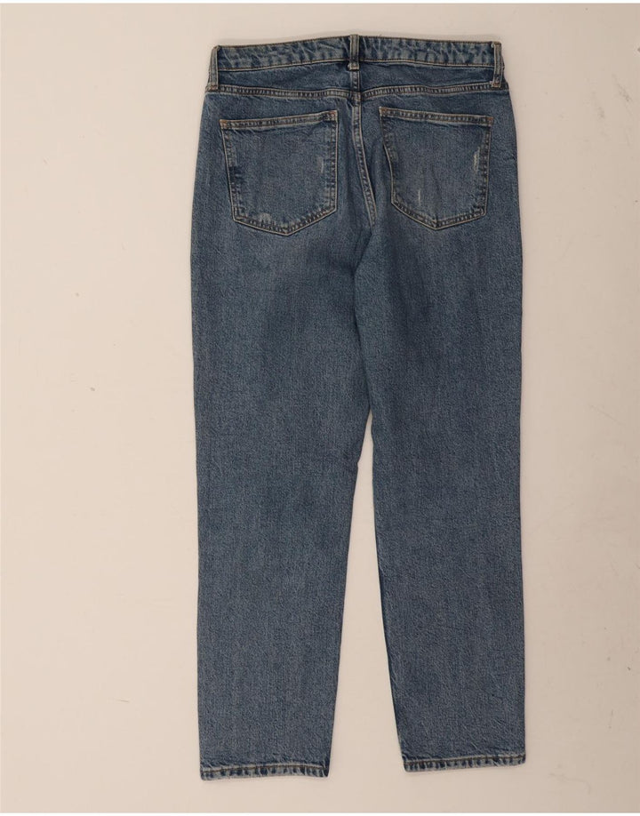 ZARA Womens Distressed Straight Jeans EU 42 Large W32 L27 Blue