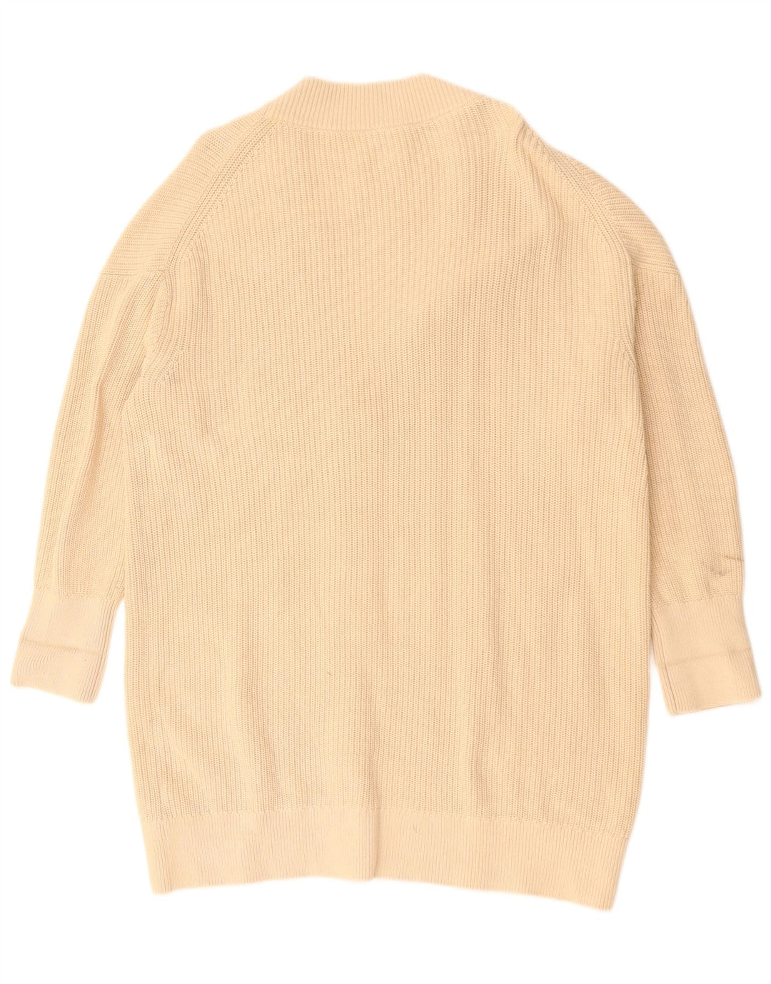 COS Womens Longline Oversized Cardigan Sweater UK 14 Medium Beige Cotton